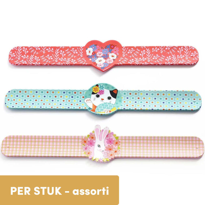 djeco snap armband - bloemen kat konijn - assorti | DD03455 | 0