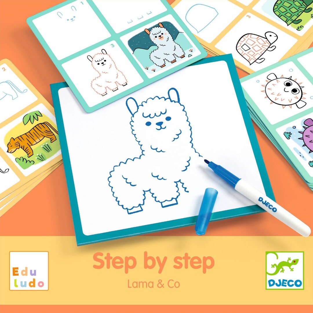 djeco tekenkaarten eduludo step by step - lama and co | DJ08269 | 0
