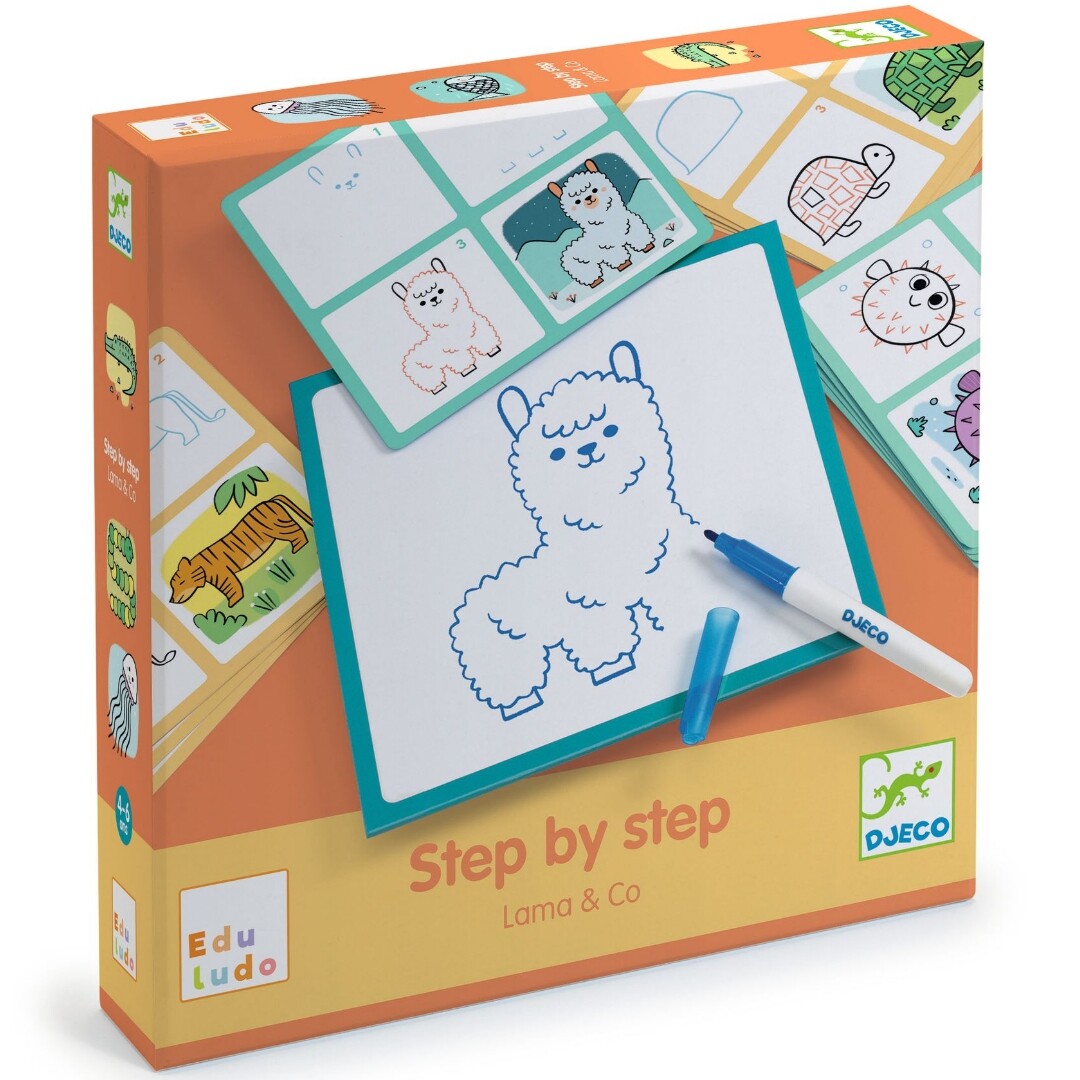 djeco tekenkaarten eduludo step by step - lama and co | DJ08269 | 1