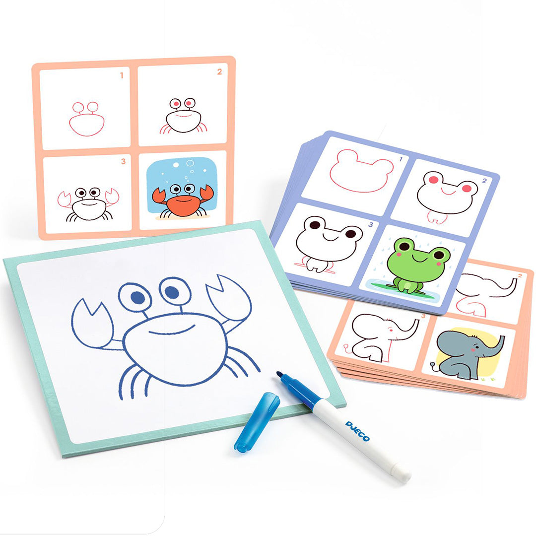djeco tekenkaarten step by step babydieren | DJ08246 | 1