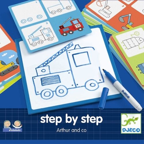 djeco tekenkaarten step by step voertuigen | DJ08321 | 0