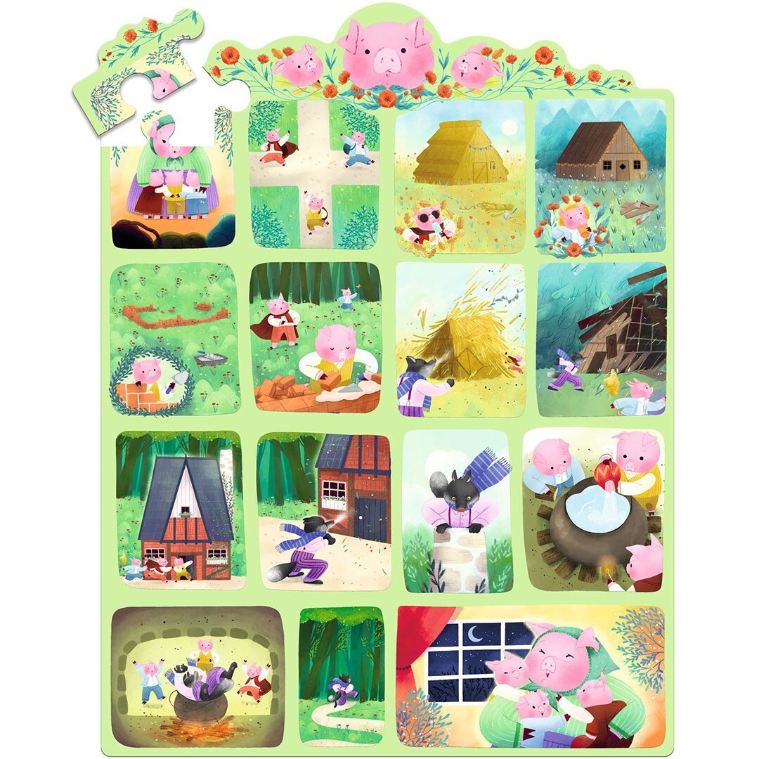 djeco verhalenpuzzel de wolf en de drie biggetjes - 35st | DJ07051 | 1