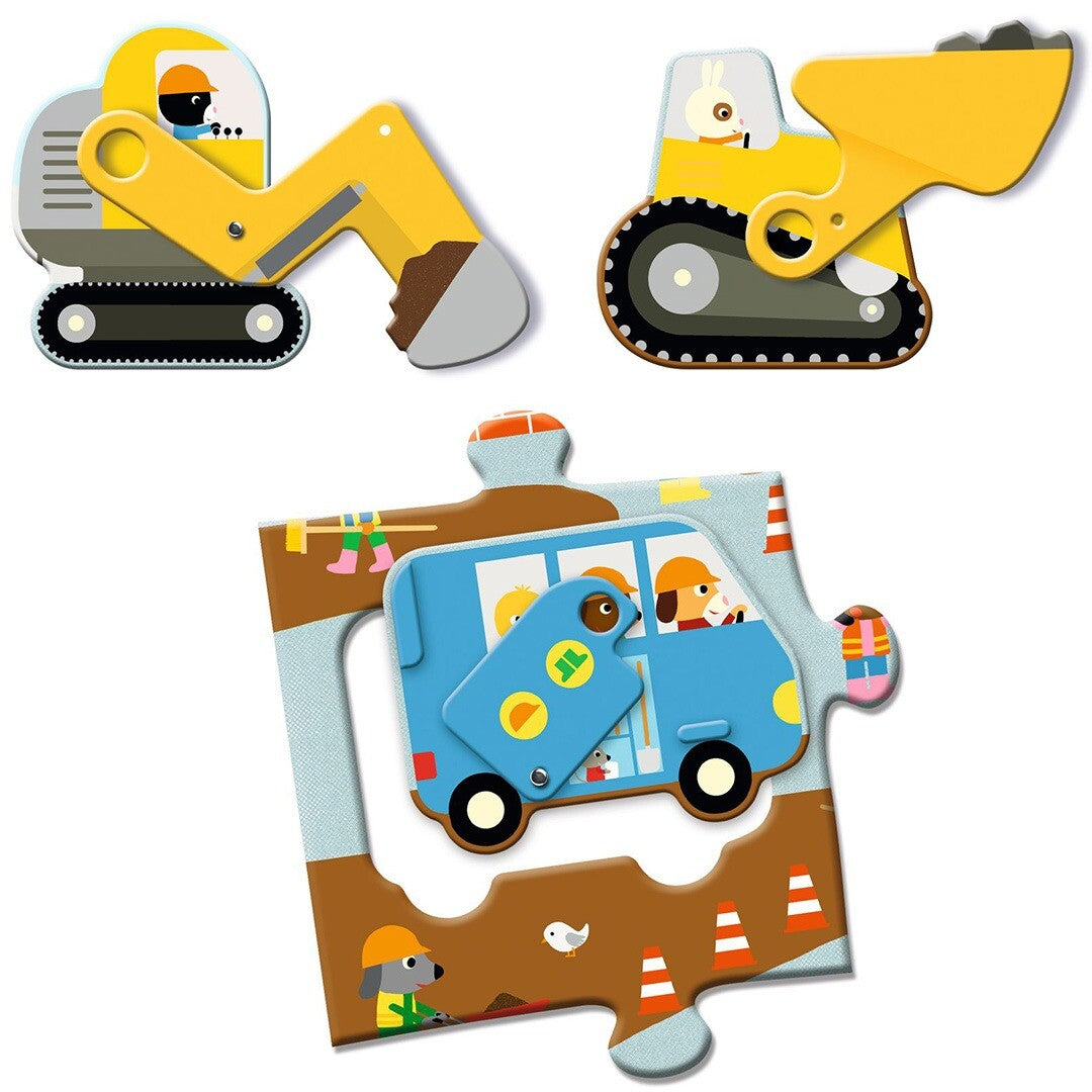 Djeco xl puzzel bouwplaats - 17st | ilovespeelgoed