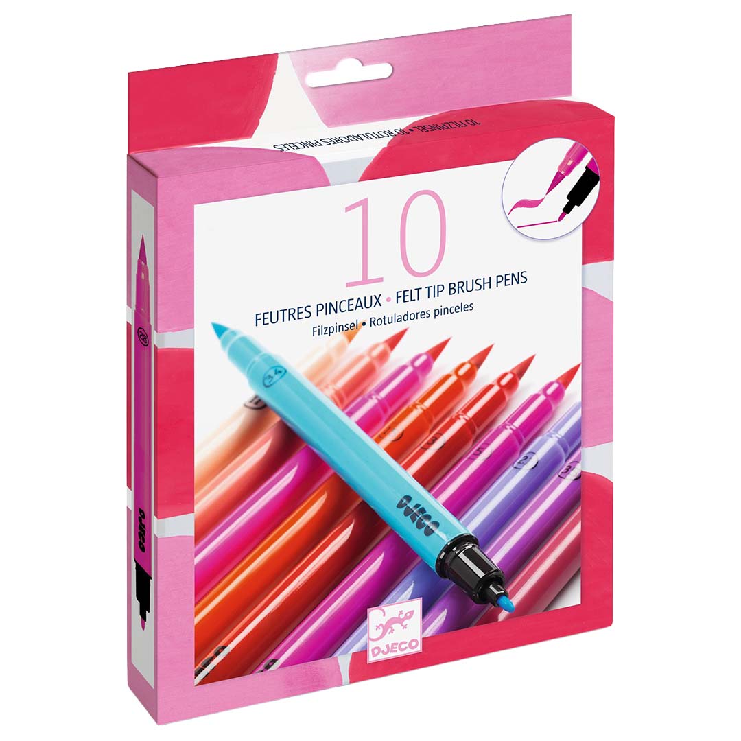 djeco 10 dubbele viltstiften - roze | DJ08802 | 0