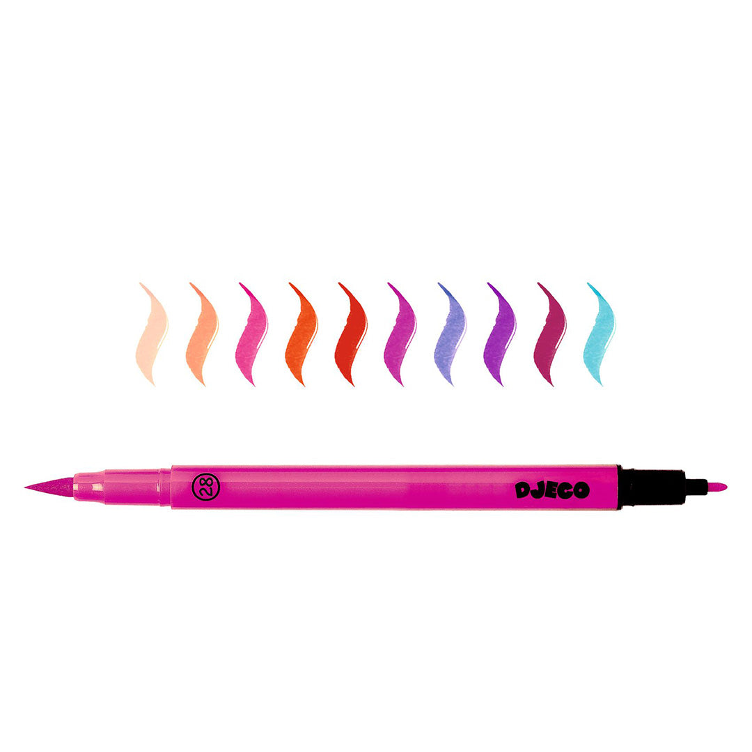 djeco 10 dubbele viltstiften - roze | DJ08802 | 2