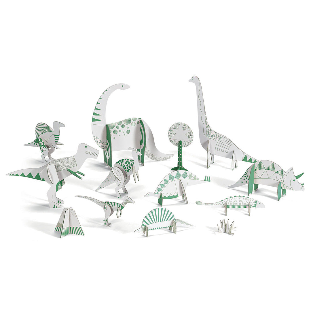 djeco 3D  kleurplaat speelfiguren - dinosaurussen