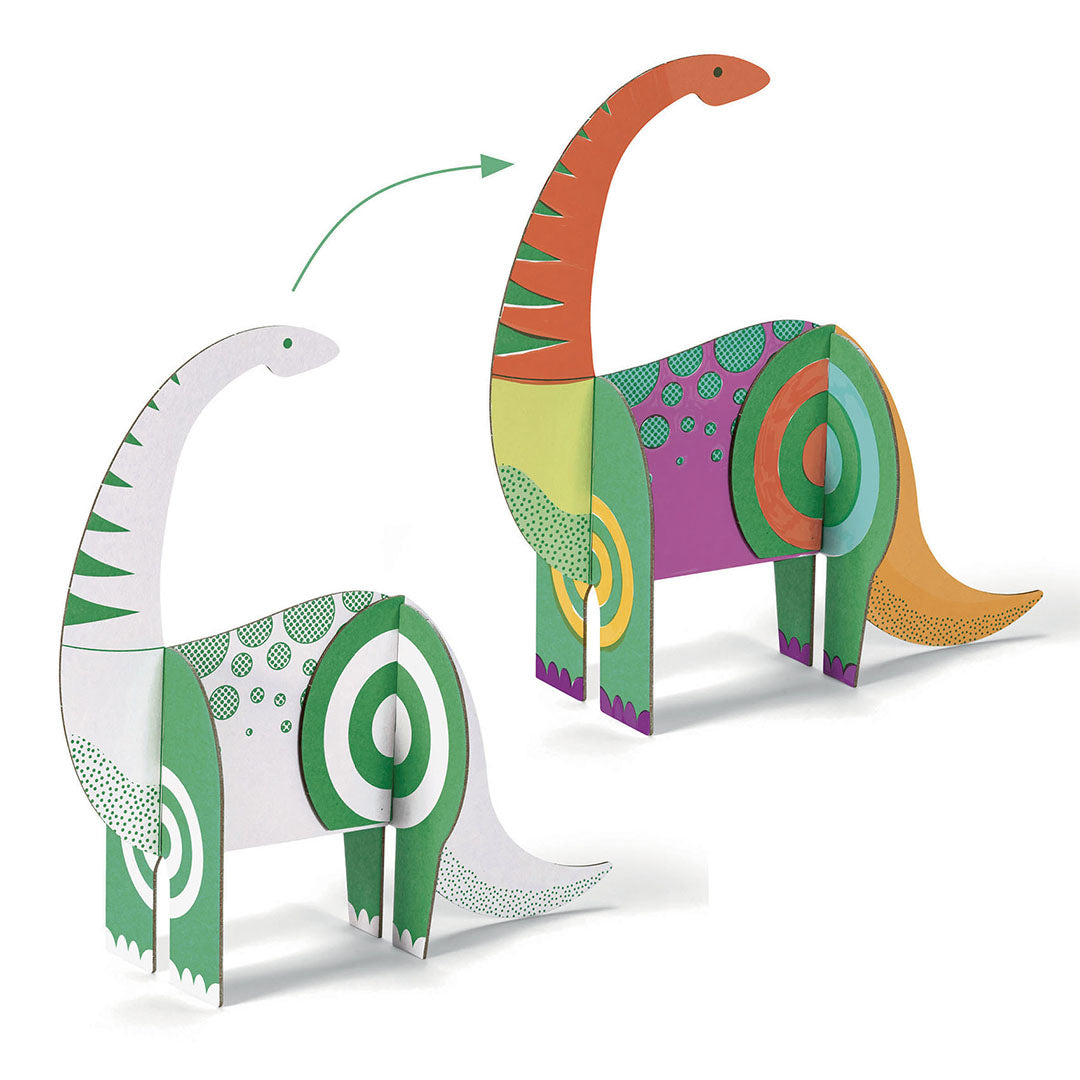 djeco 3D  kleurplaat speelfiguren - dinosaurussen