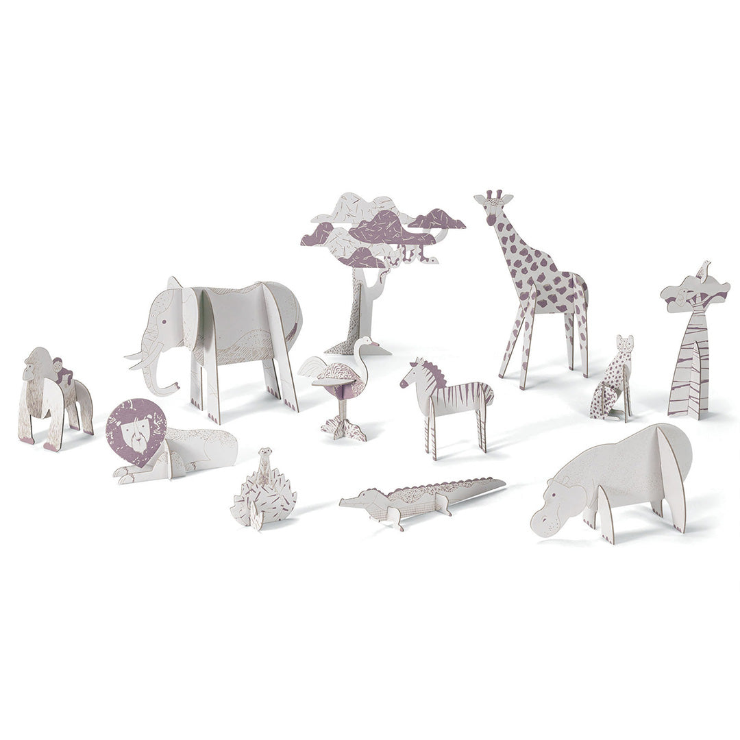djeco 3D  kleurplaat speelfiguren - savanne