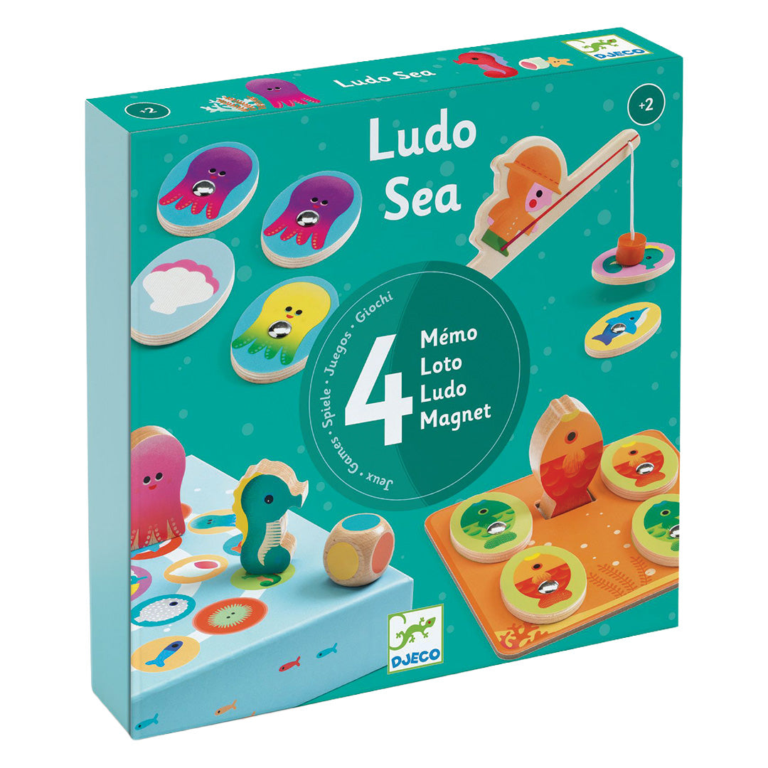 djeco 4-in-1 spelletjesdoos ludo sea