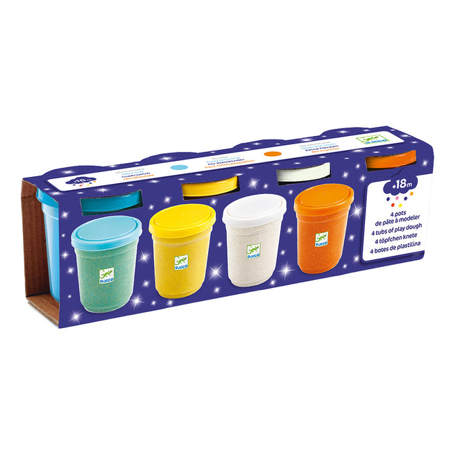 djeco 4 potjes boetseerklei - glitters
