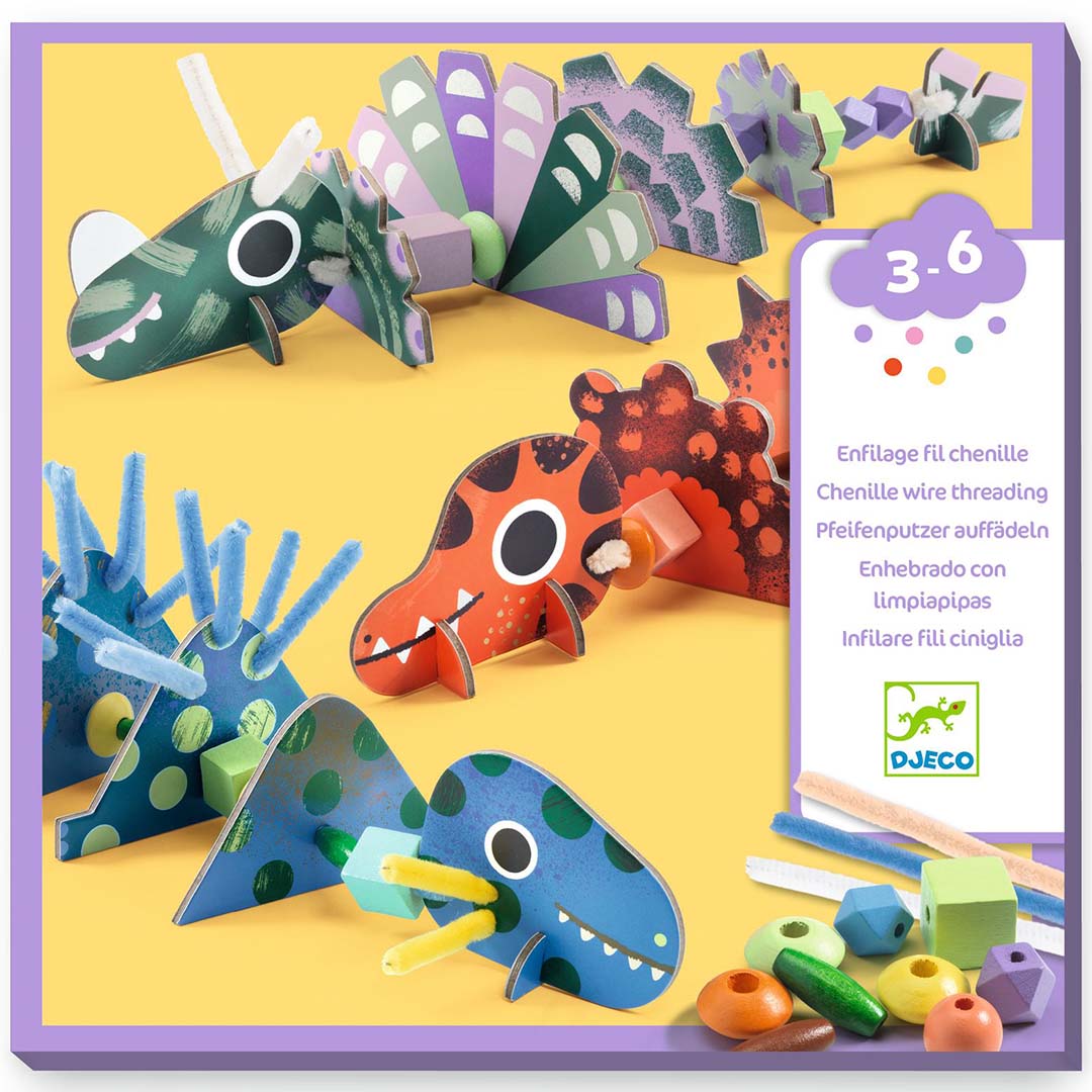 djeco knutselset rijgen - verschrikkelijke dino's | DJ00083 | 1