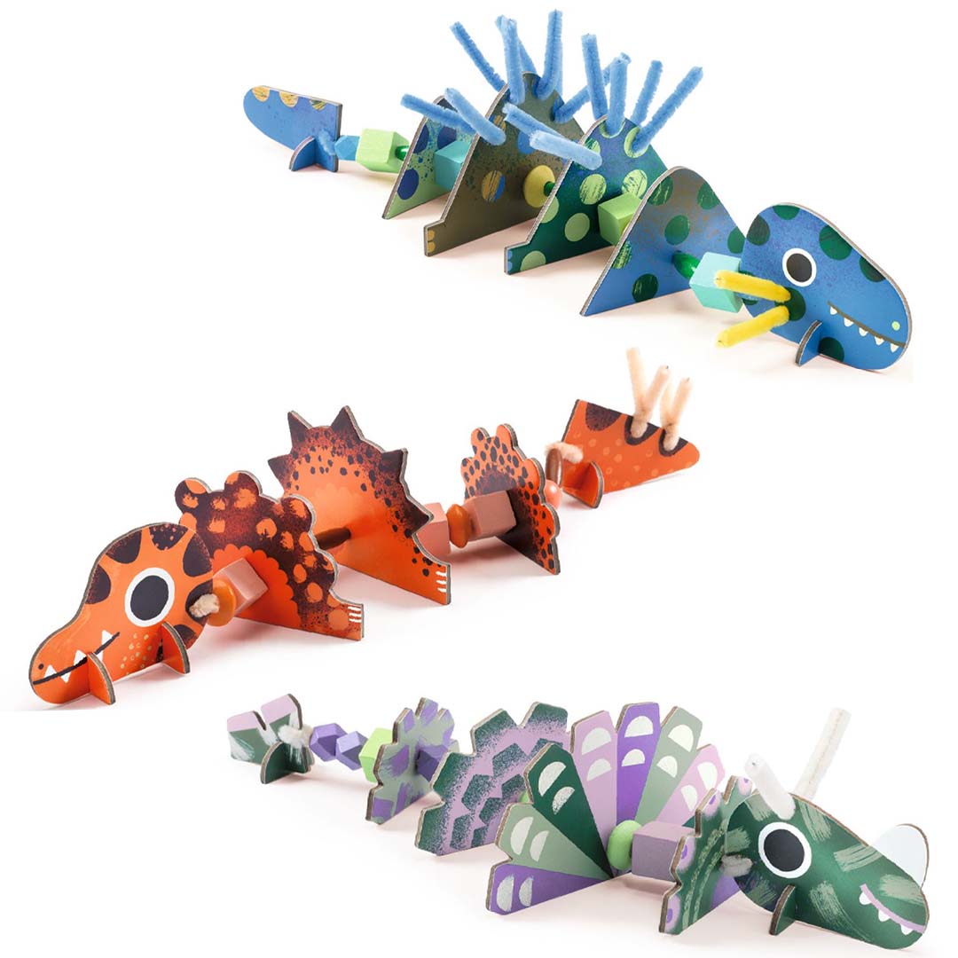 djeco knutselset rijgen - verschrikkelijke dino's | DJ00083 | 2