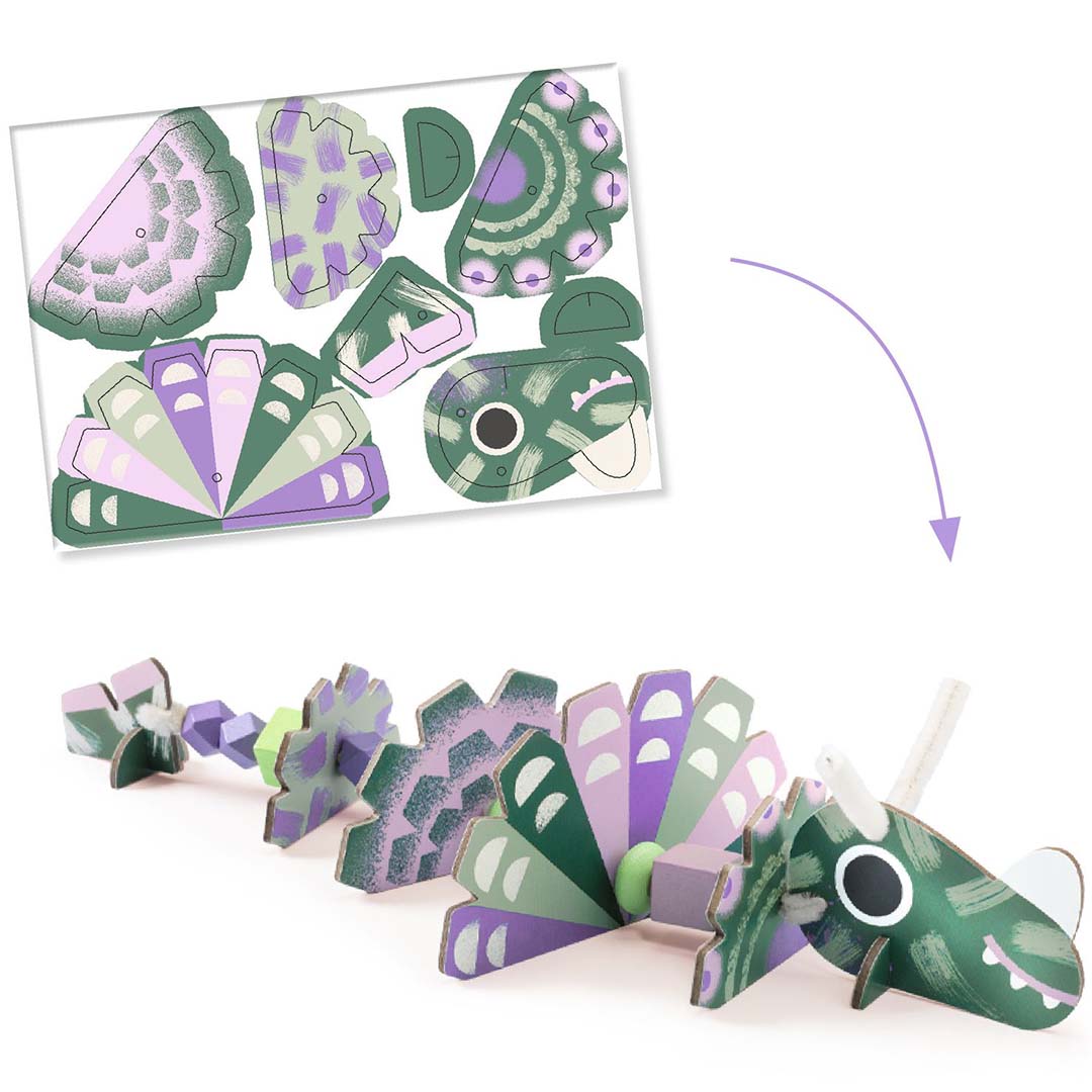 djeco knutselset rijgen - verschrikkelijke dino's | DJ00083 | 3