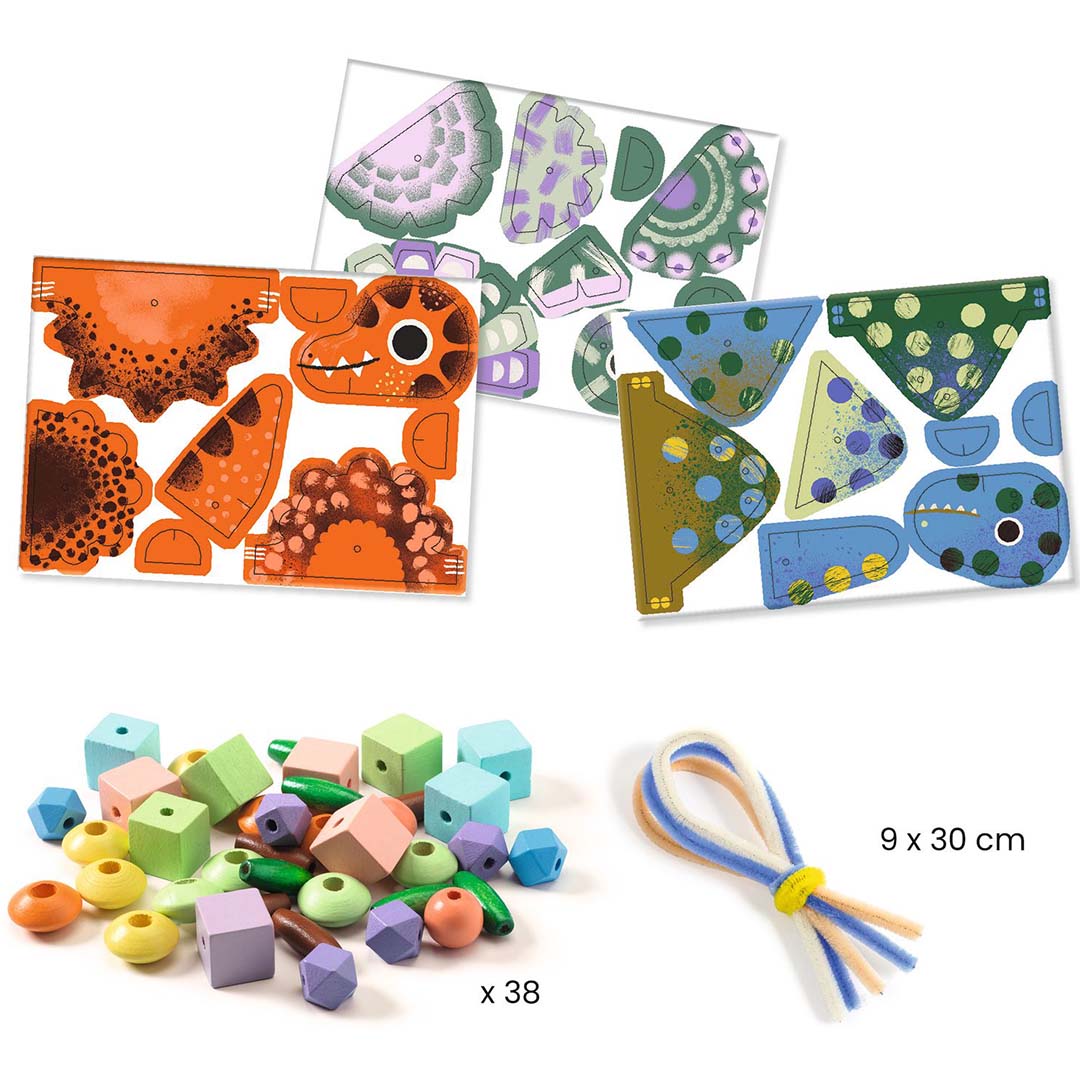 djeco knutselset rijgen - verschrikkelijke dino's | DJ00083 | 4