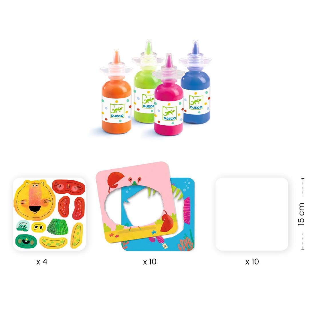 djeco knutselset vingerverf - gekke dieren | DJ00963 | 3