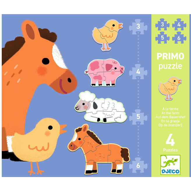 djeco puzzel 4 boerderijdieren - 3,4,5,6 st | DJ07153 | 1