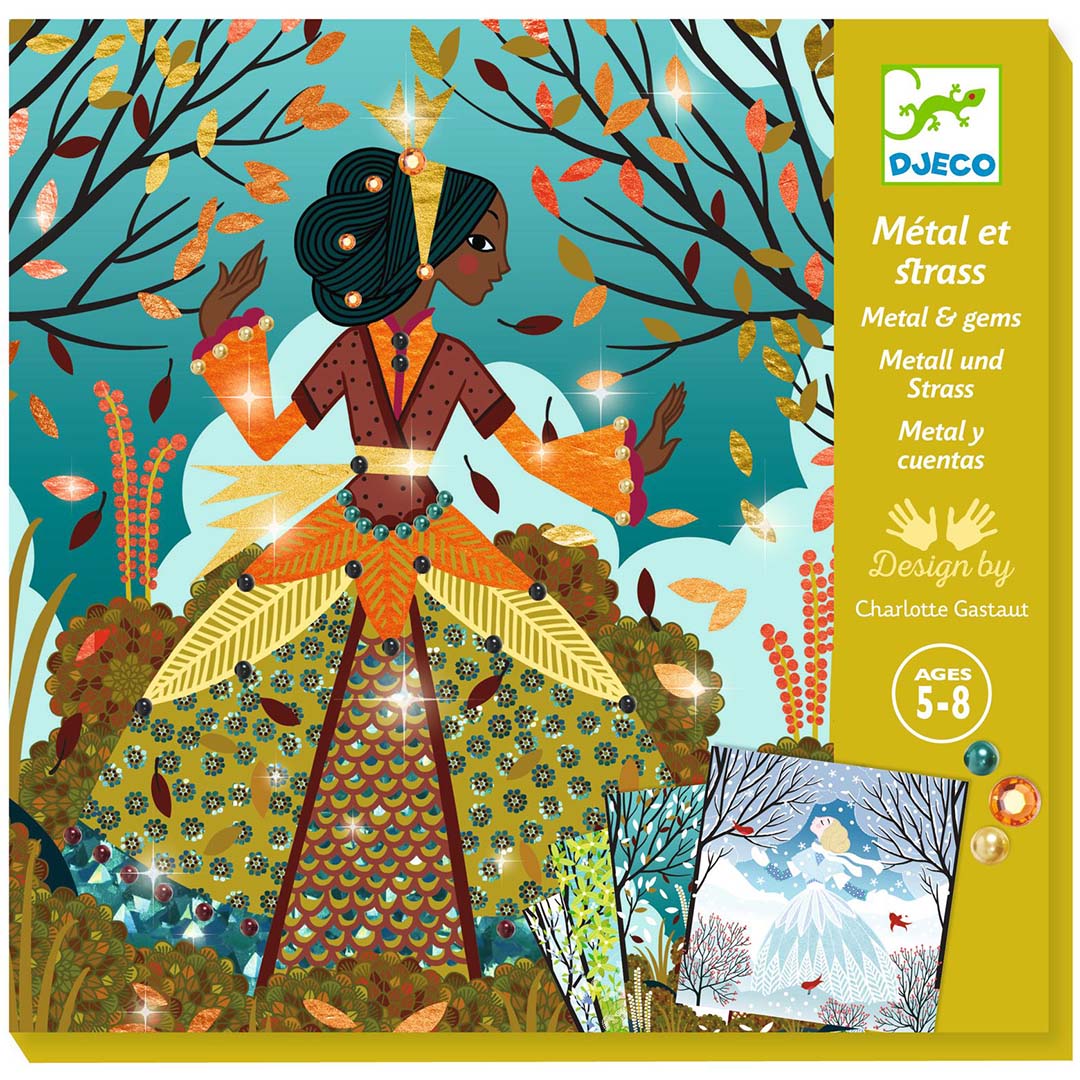 djeco schilderijtjes metalliseren - jurken in seizoenskleuren | DJ09528 | 1