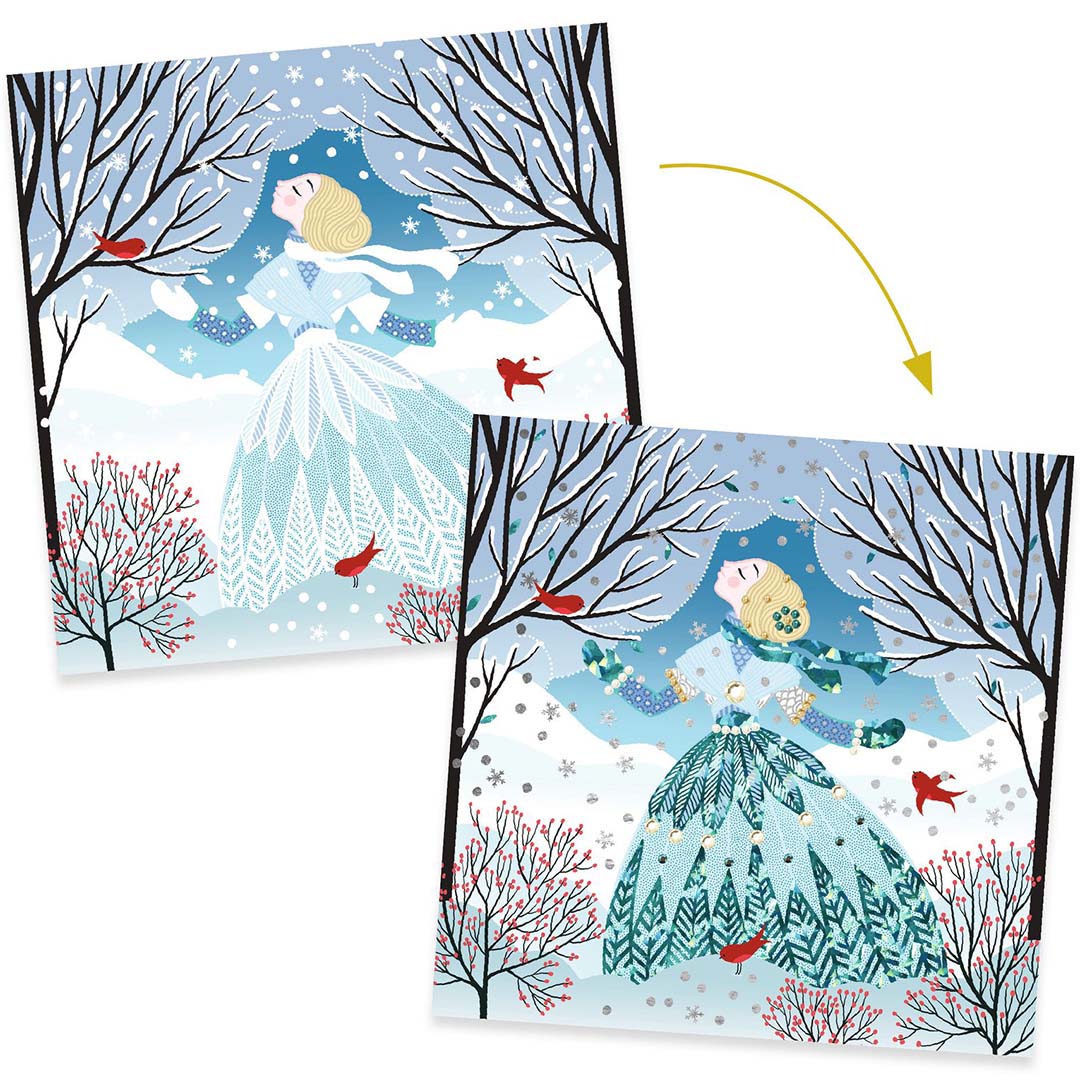 djeco schilderijtjes metalliseren - jurken in seizoenskleuren | DJ09528 | 3