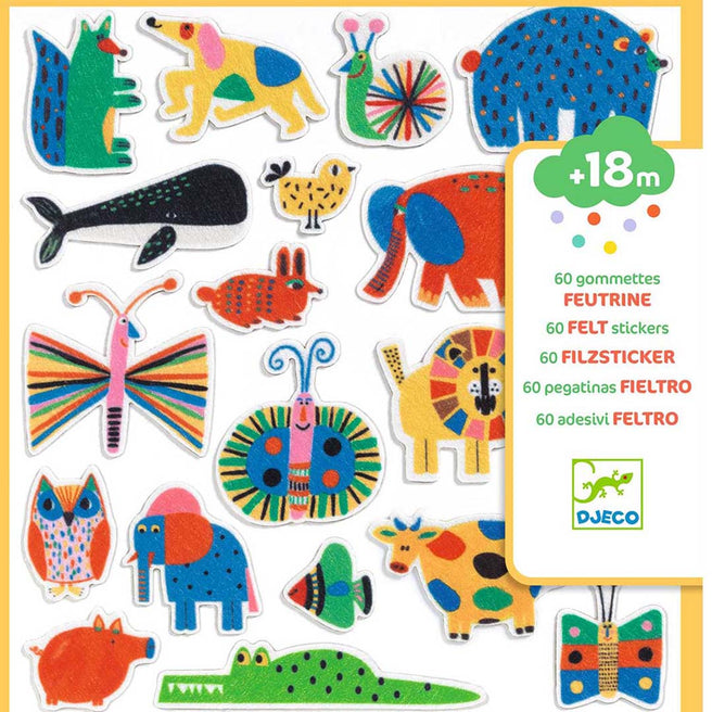 djeco vilten stickers - dieren overal! | DJ00950 | 5
