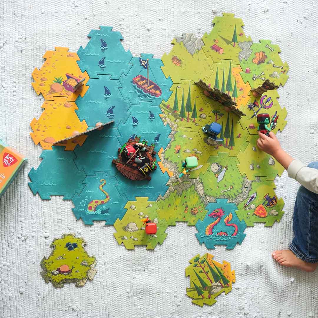 djeco arty toys - reuze puzzel - battle - 30st | DJ06847 | 1