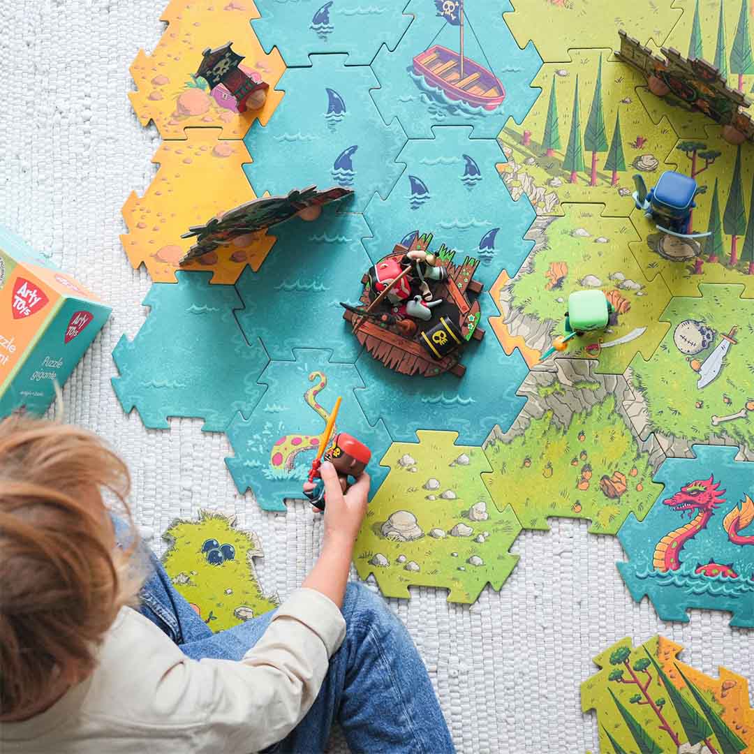 djeco arty toys - reuze puzzel - battle - 30st | DJ06847 | 2
