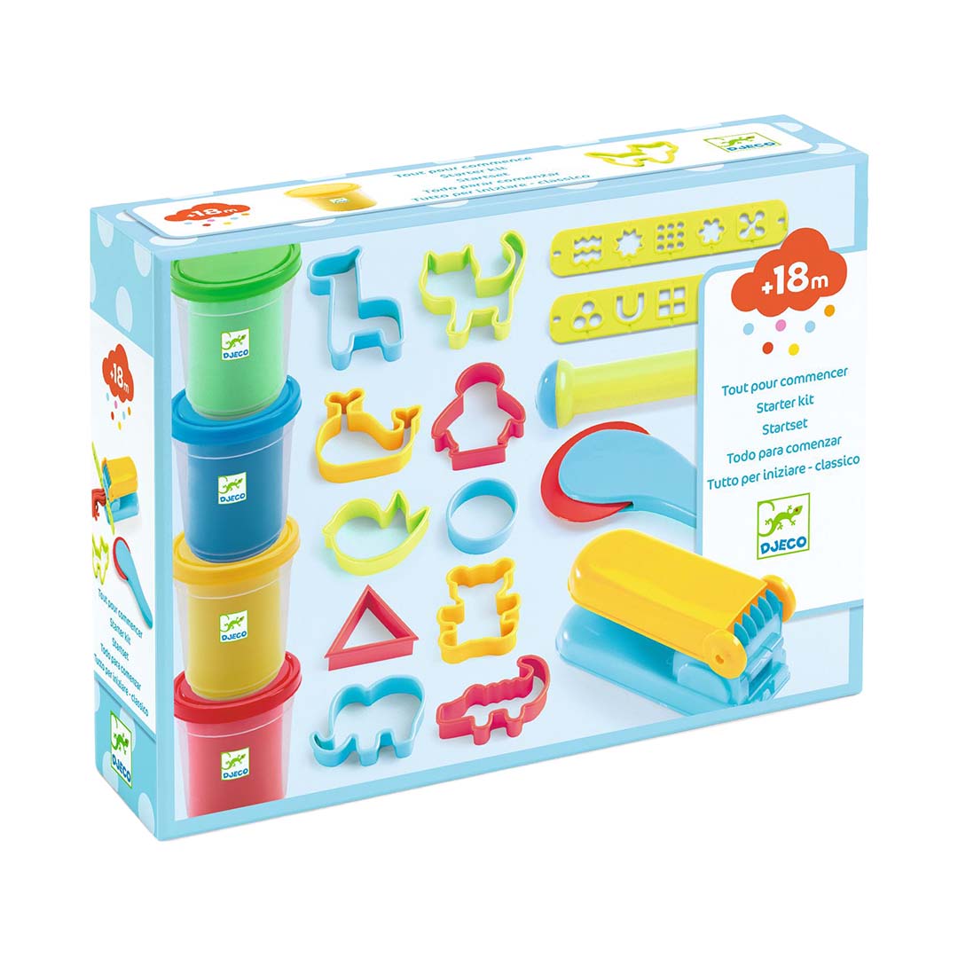 djeco boetseerklei met 4 potjes en 15 accessoires