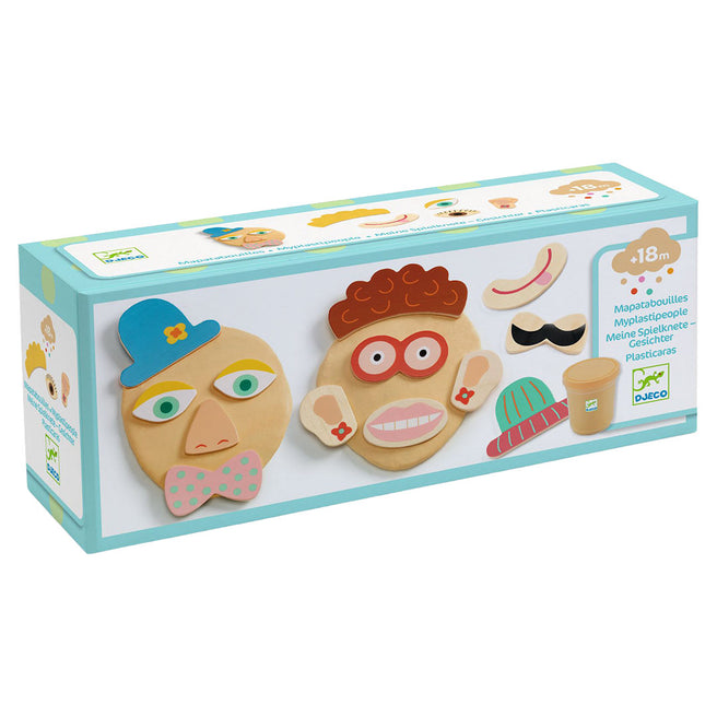djeco boetseerklei met houten illustraties - myplastipeople - gezichten - 12st