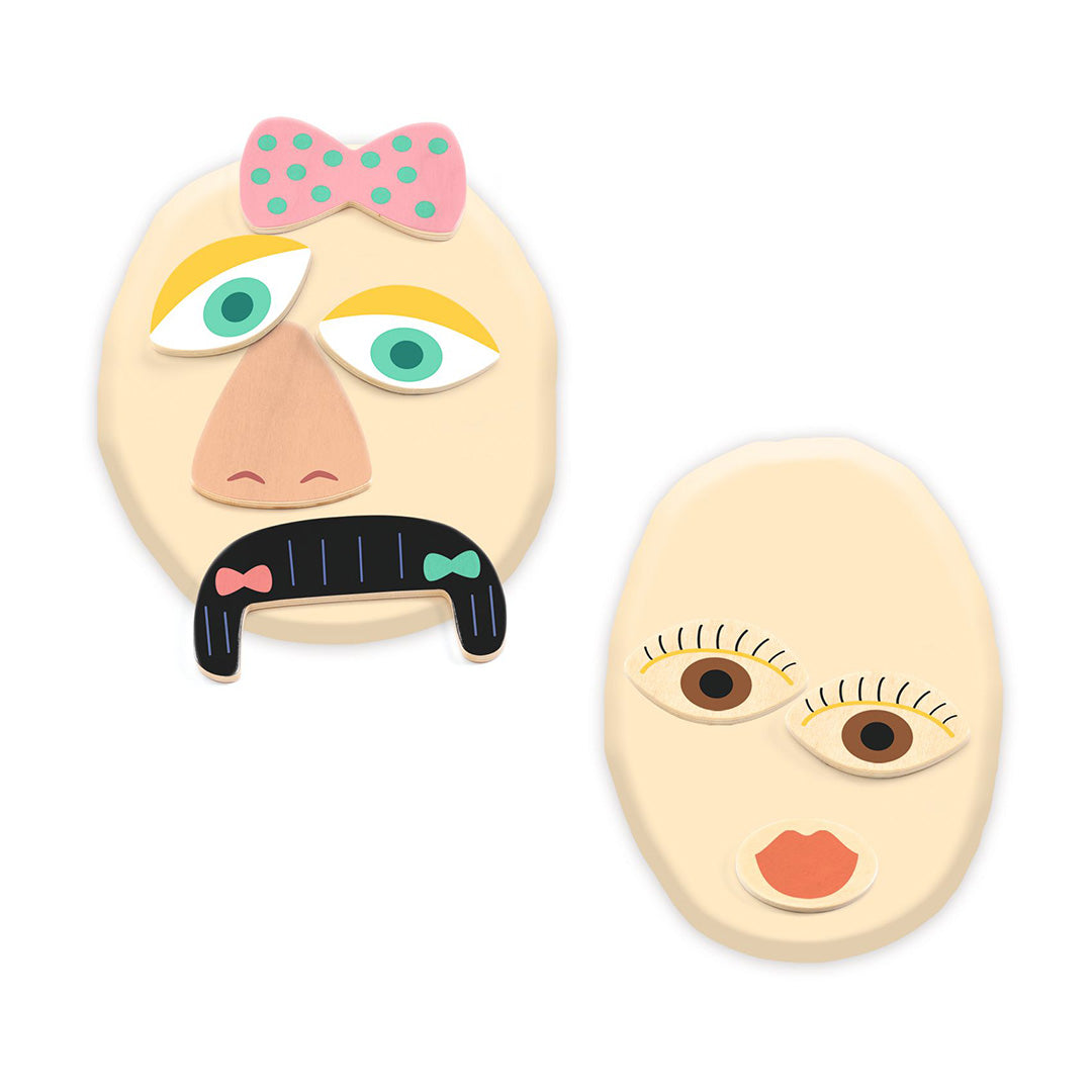 djeco boetseerklei met houten illustraties - myplastipeople - gezichten - 12st | DJ09031 | 1