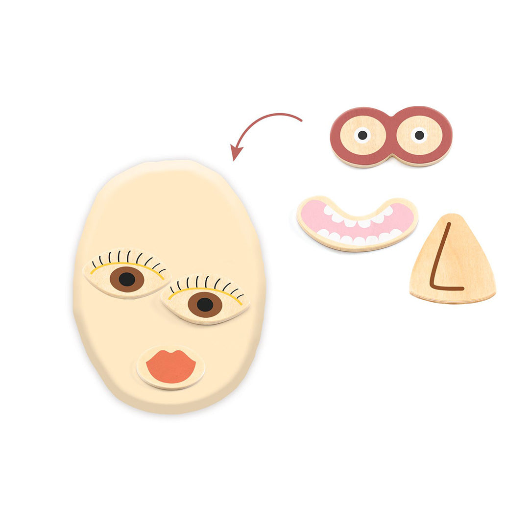 djeco boetseerklei met houten illustraties - myplastipeople - gezichten - 12st | DJ09031 | 2