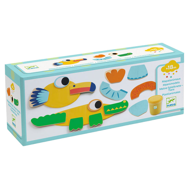 djeco boetseerklei met houten illustraties myanimodels - dieren - 12st
