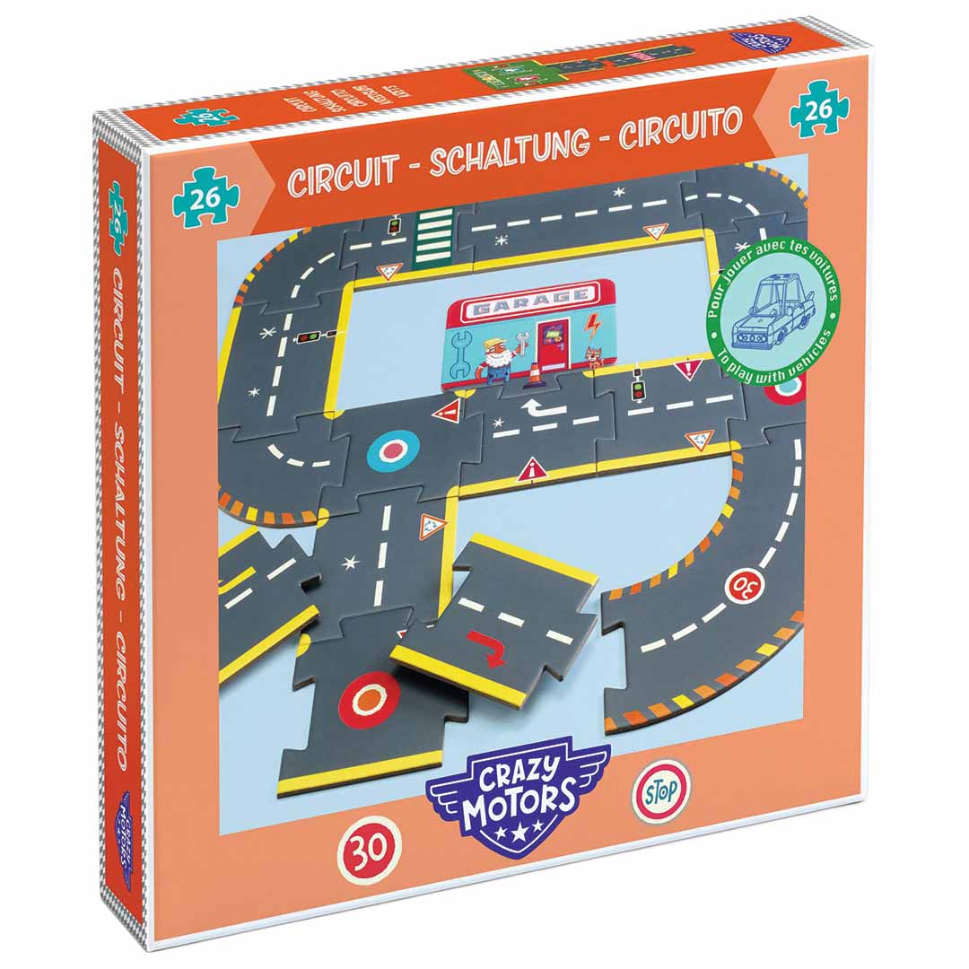 djeco crazy motors vloerpuzzel autoweg - 26st | DJ05498 | 0