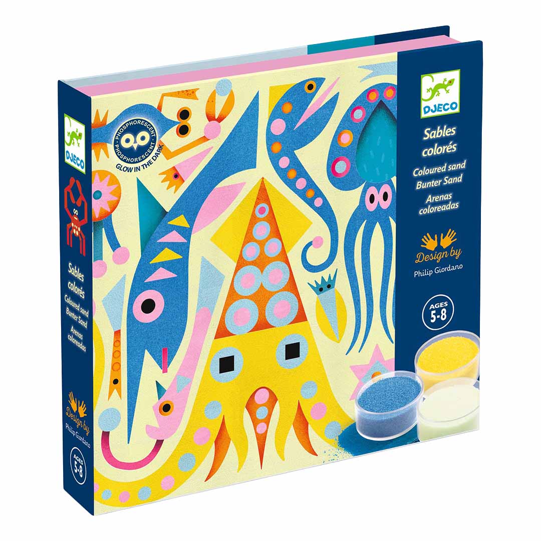 djeco gekleurd zand glow in the dark - zeedieren