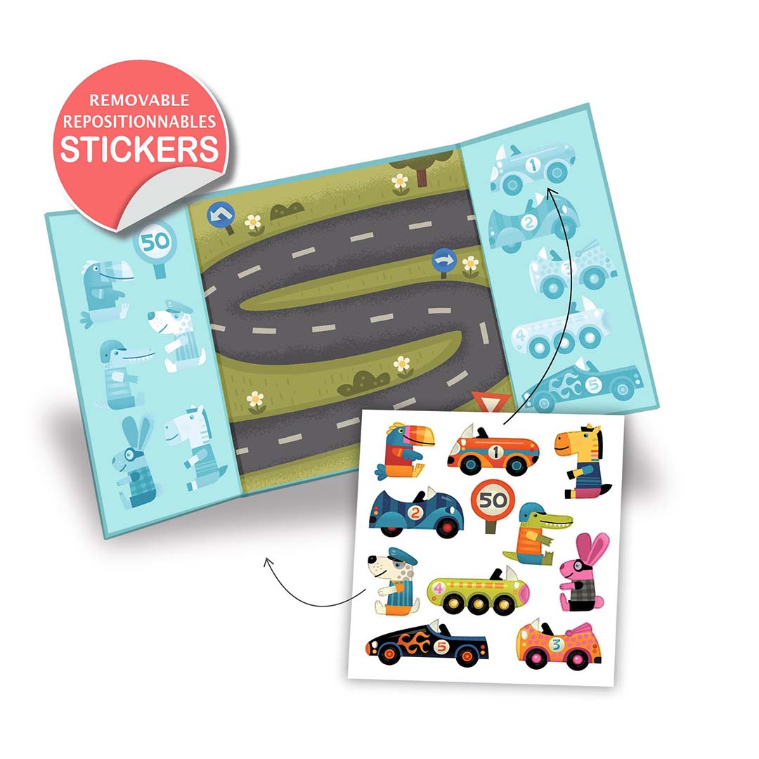 djeco herbruikbare stickers auto - 14st | DJ09073 | 1