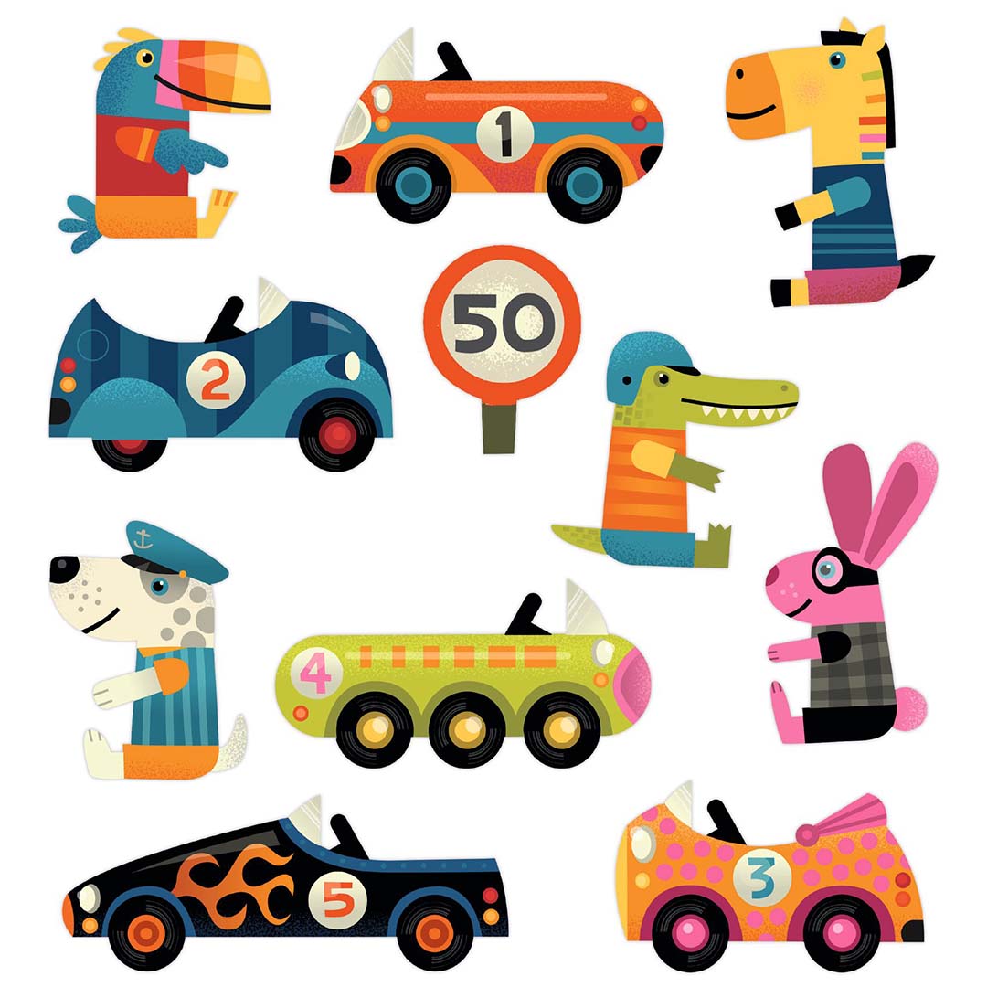 djeco herbruikbare stickers auto - 14st | DJ09073 | 2
