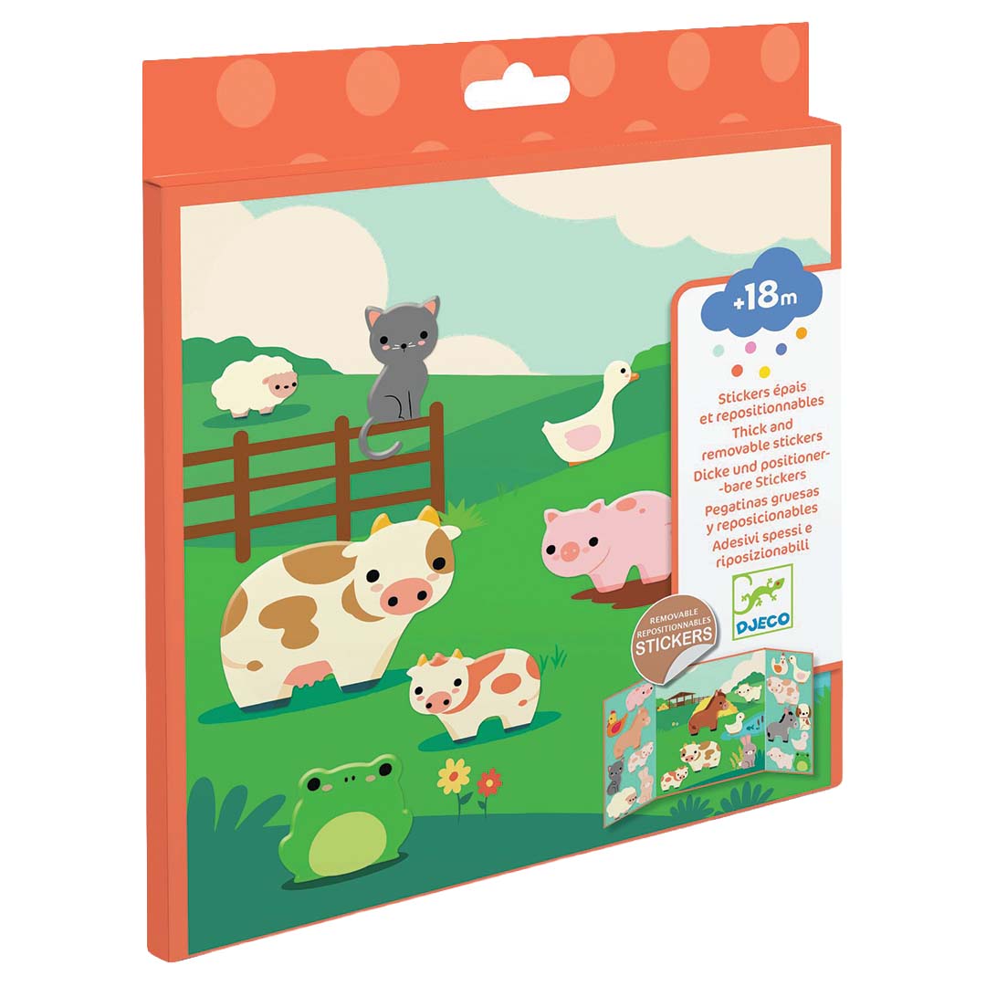 djeco herbruikbare stickers boerderijdieren - 15st
