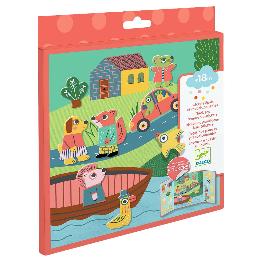 djeco herbruikbare stickers dieren - 14st