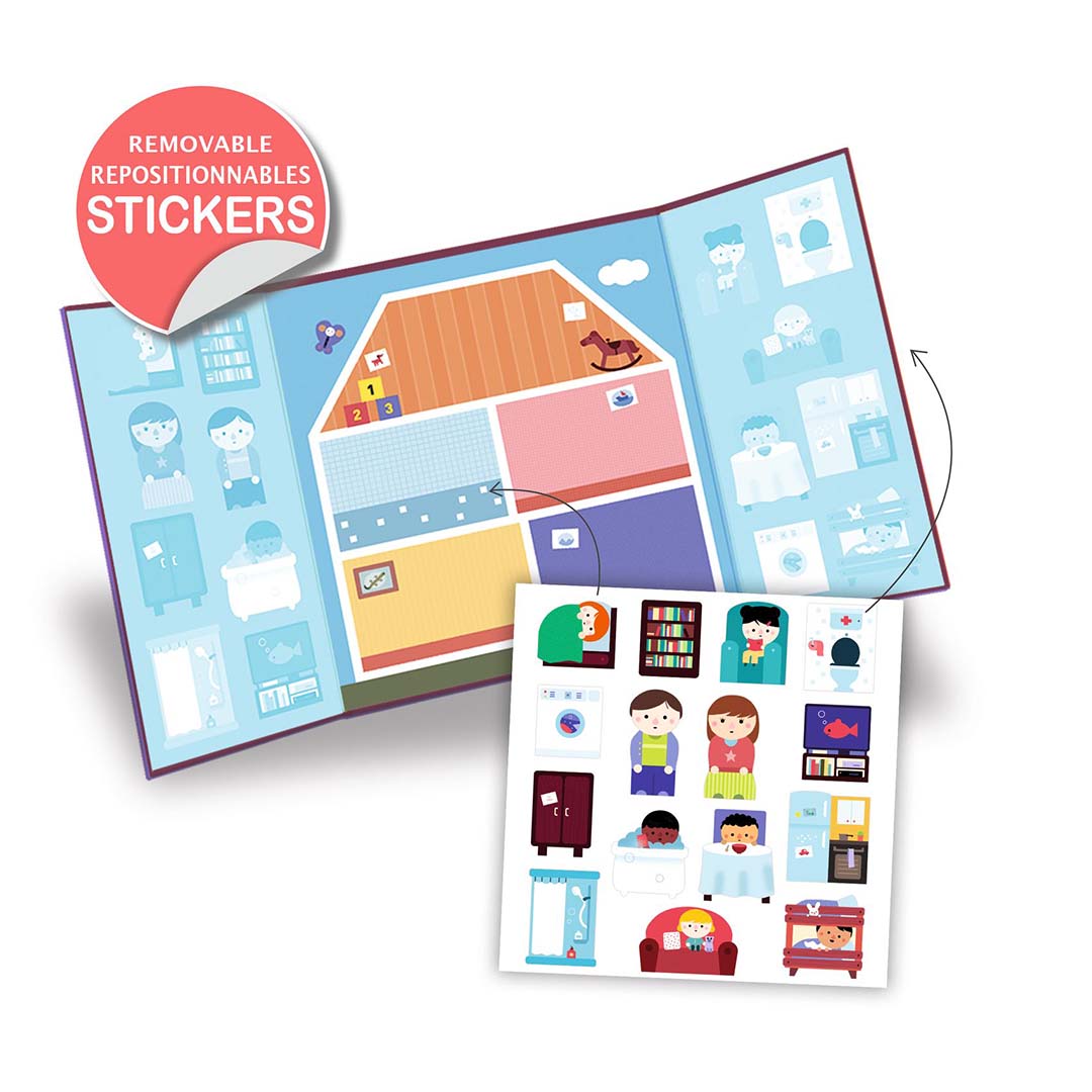 djeco herbruikbare stickers huis - 14st
