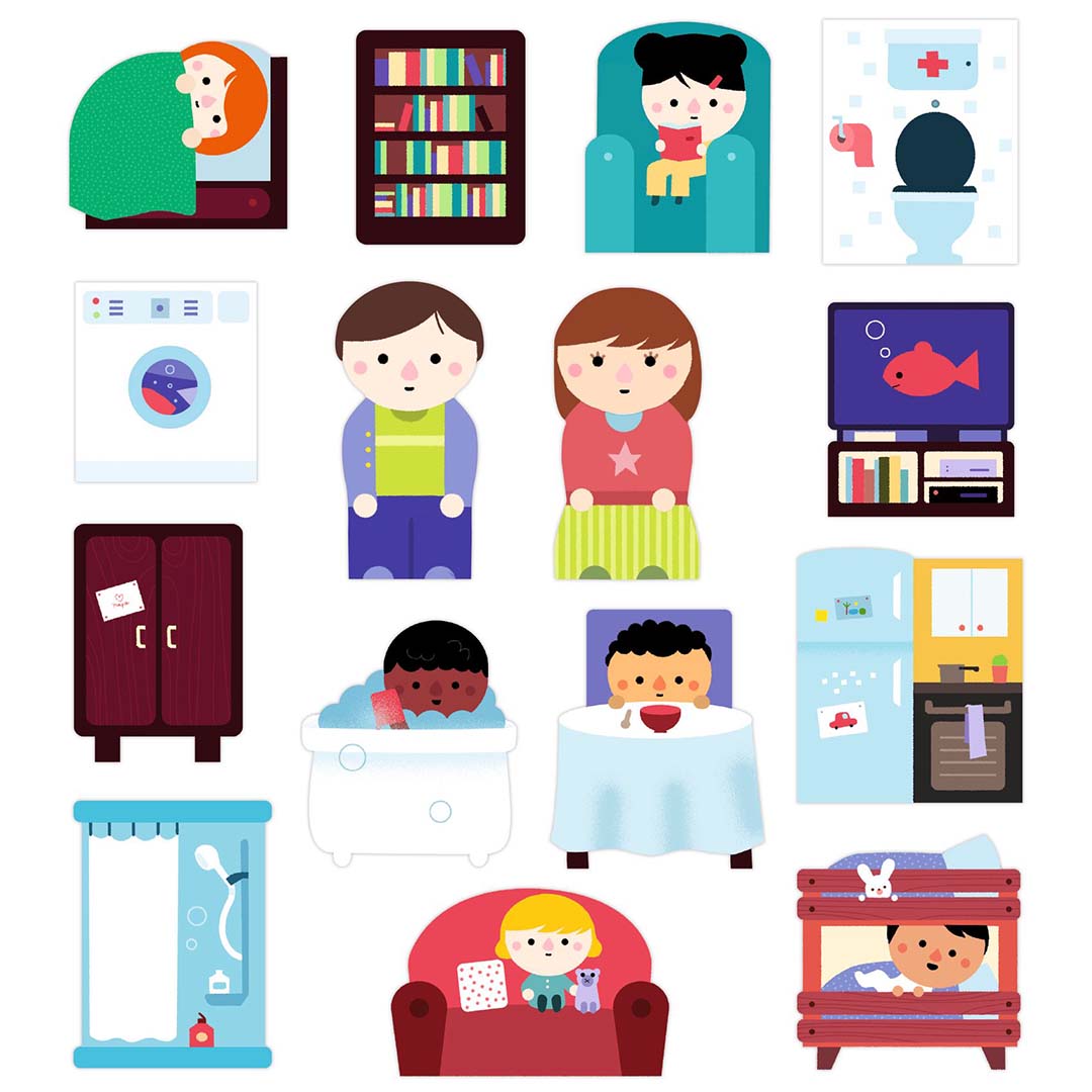 djeco herbruikbare stickers huis - 14st