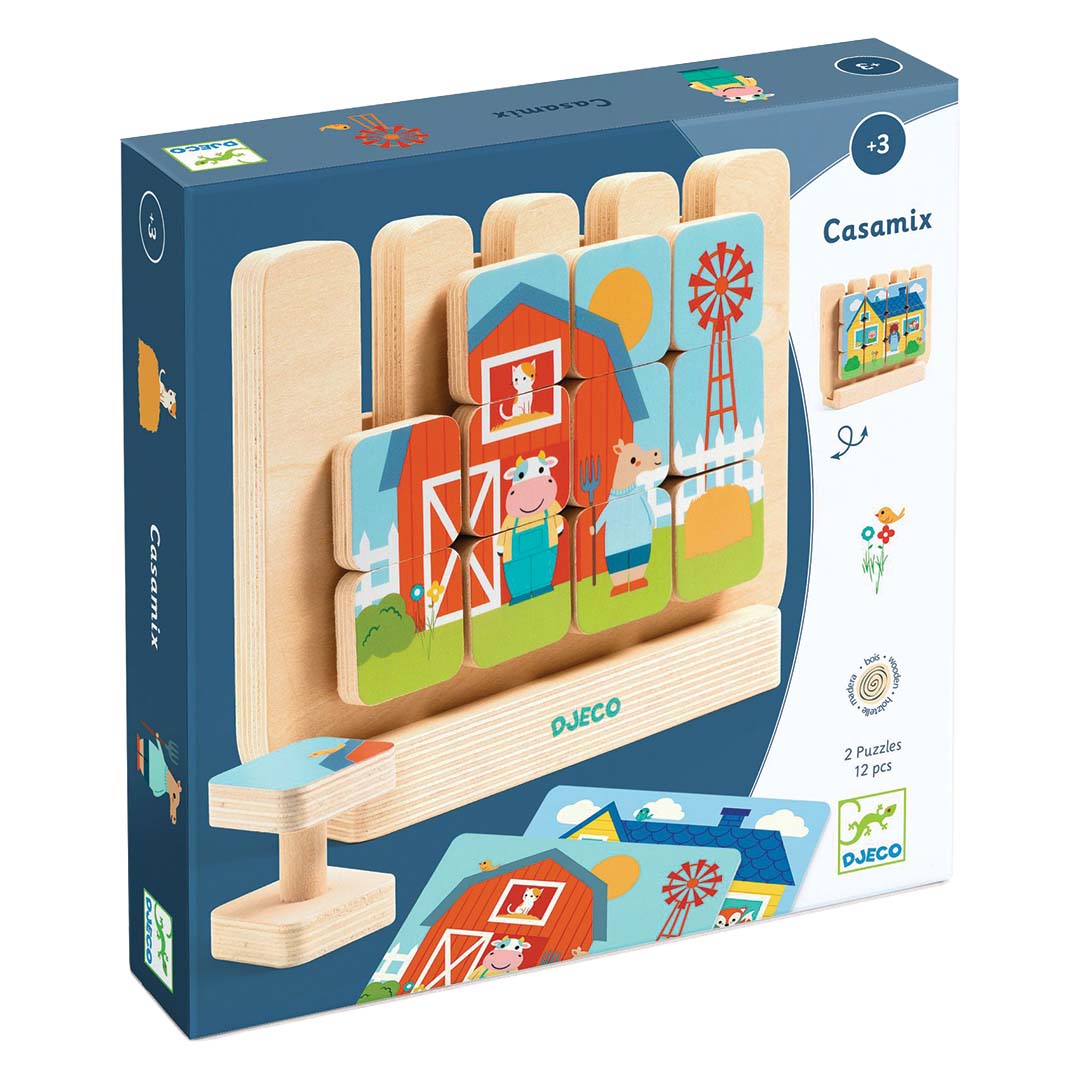 djeco houten puzzel casamix - 2x12st