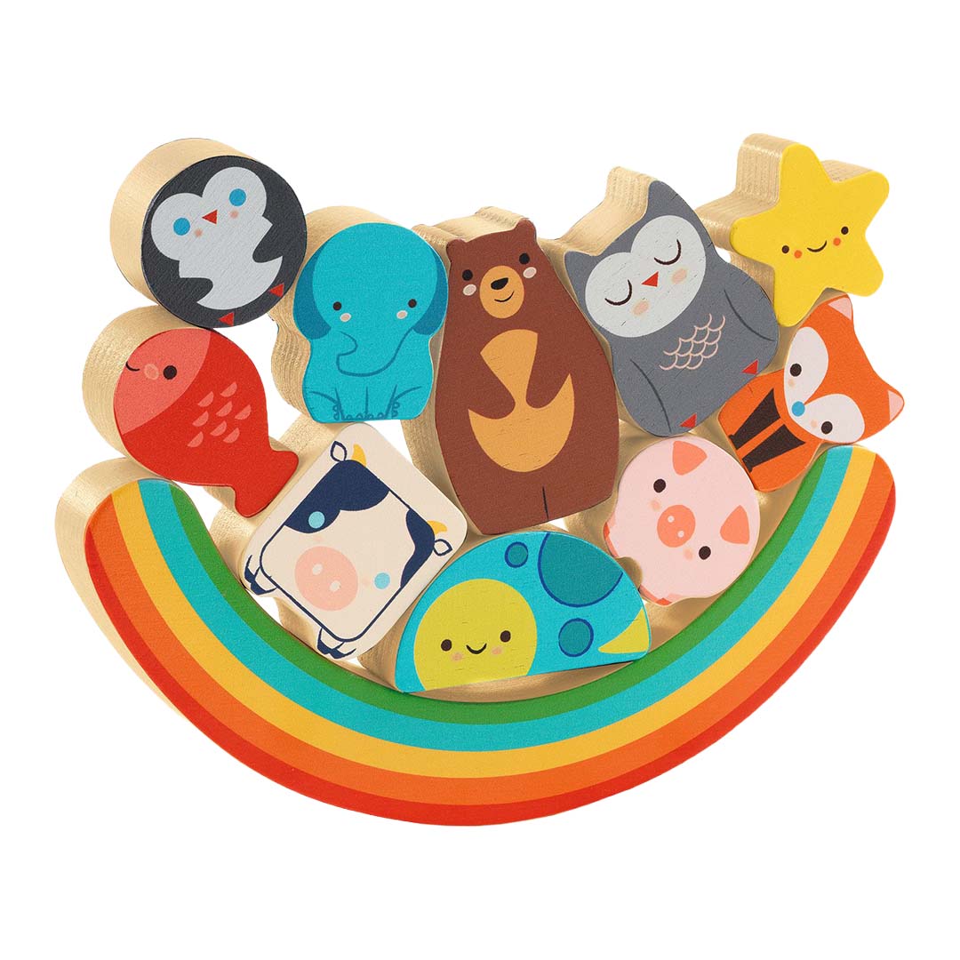 djeco houten puzzel en balanceerspel - rainbow - 11st