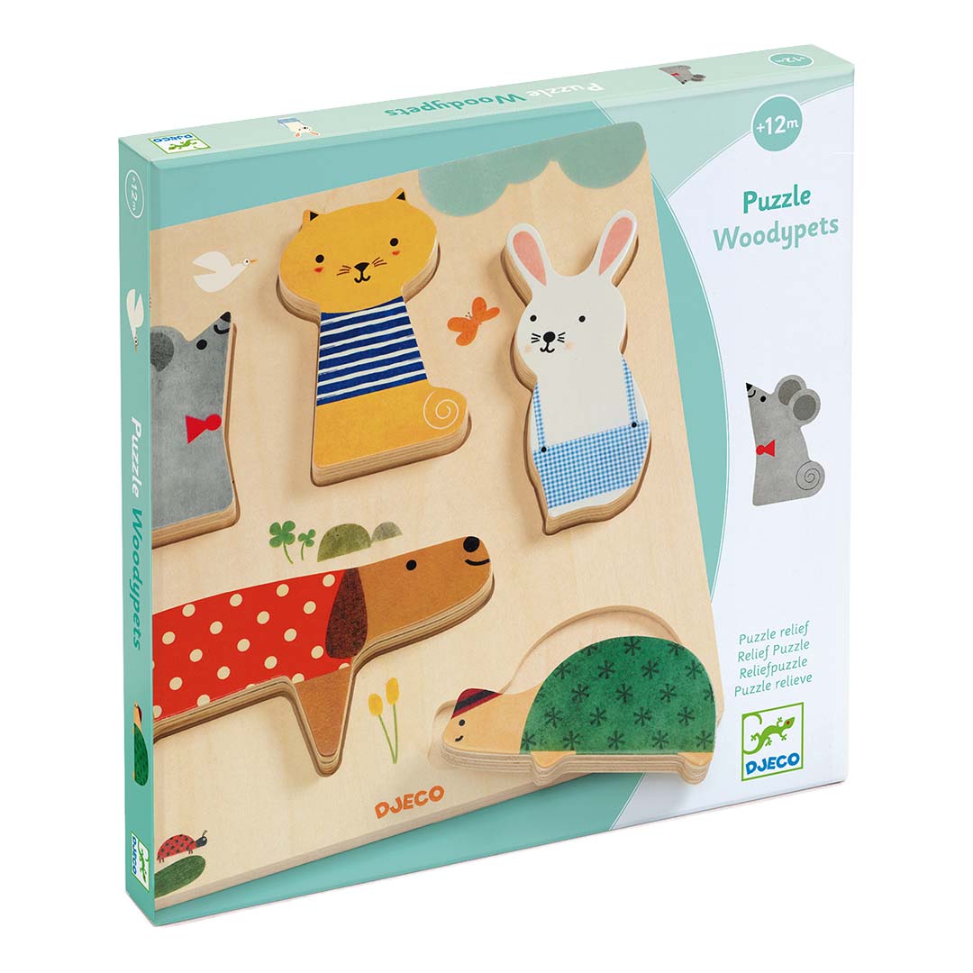 djeco houten puzzel huisdieren (5st)
