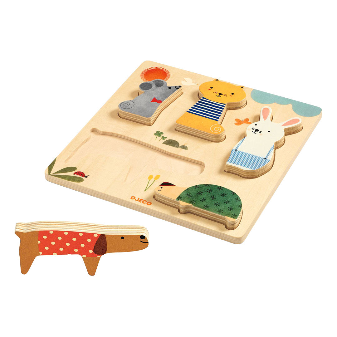 djeco houten puzzel huisdieren (5st)