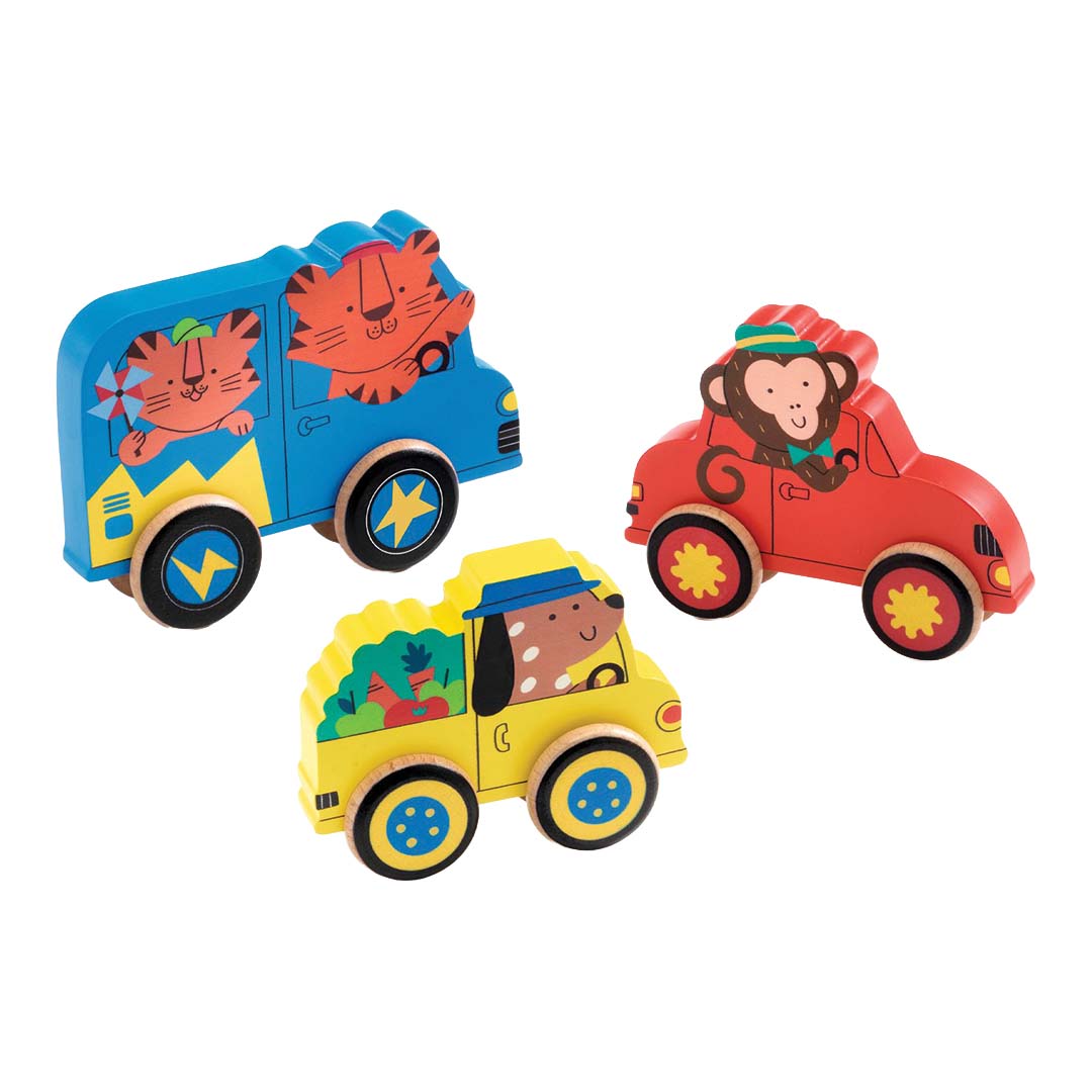 djeco houten puzzel puzz & roll color - 9st | DJ01079 | 2