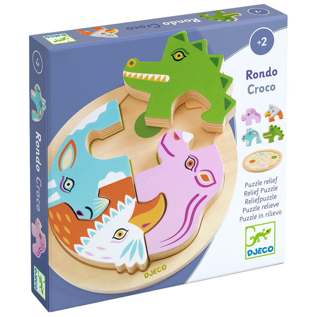 djeco houten puzzel rondo croco - 4st | DJ01106 | 1