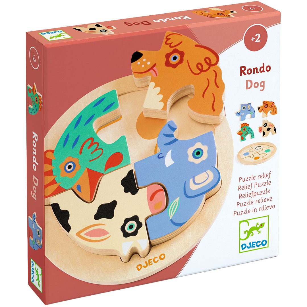 djeco houten puzzel rondo dog - 4st | DJ01105 | 1