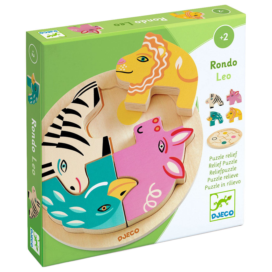 djeco houten puzzel rondo leo - 4st | DJ01107 | 1