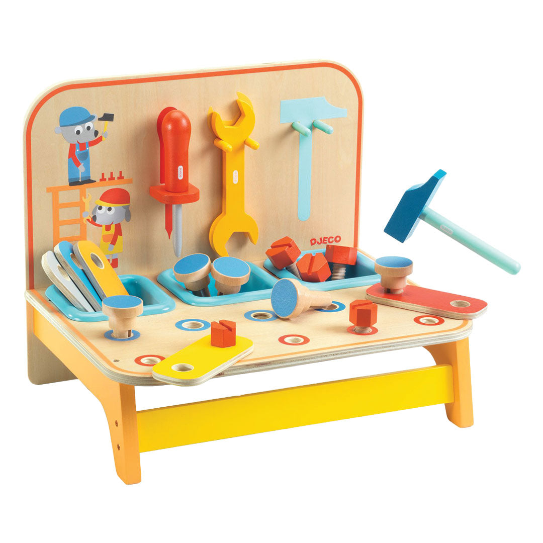 djeco kinderwerkbank tafelmodel bricotoo- 18-delig