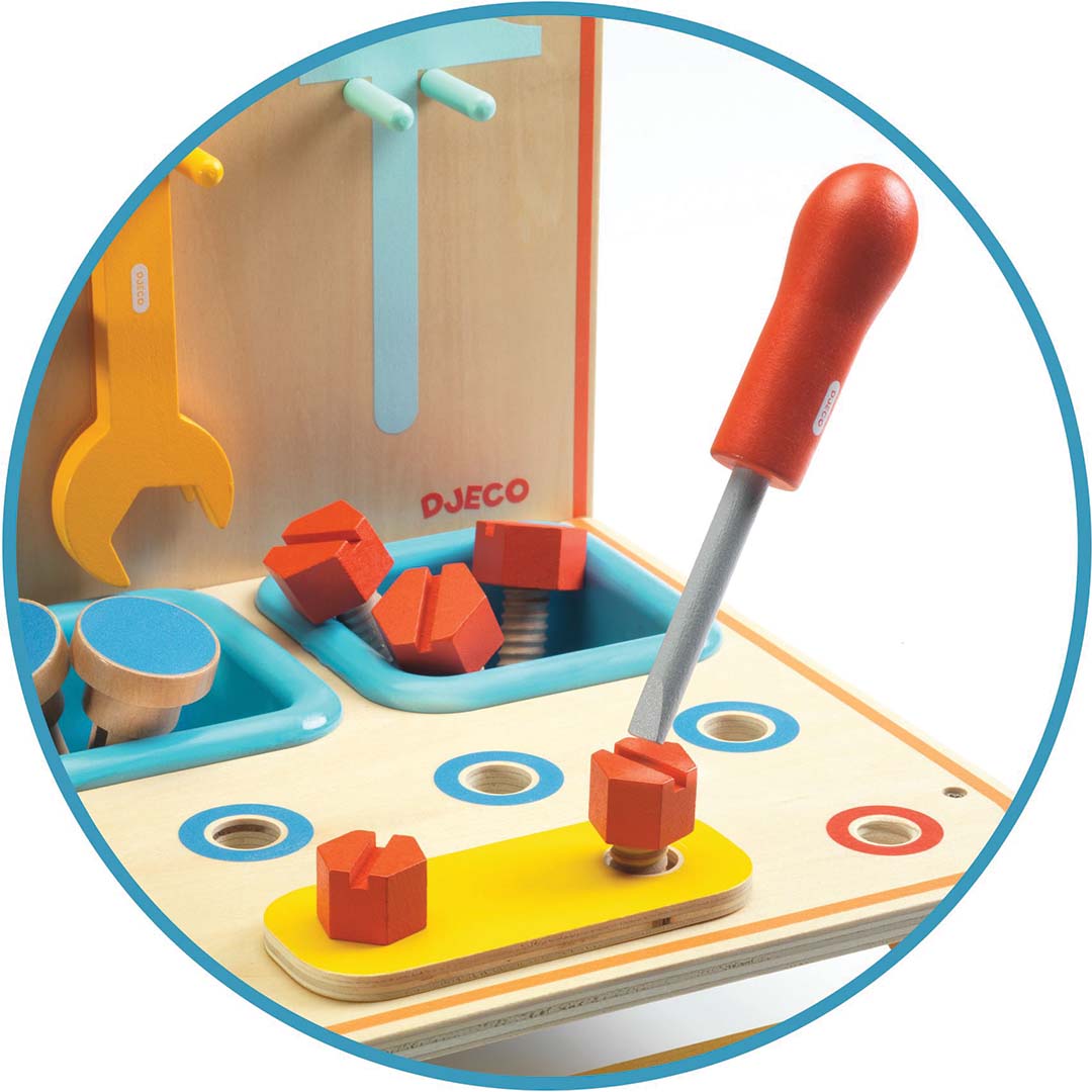 djeco kinderwerkbank tafelmodel bricotoo- 18-delig