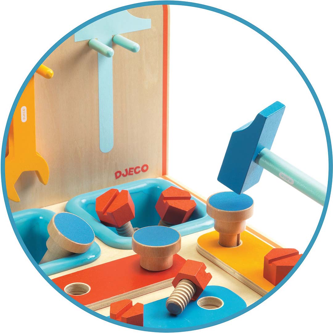 djeco kinderwerkbank tafelmodel bricotoo- 18-delig