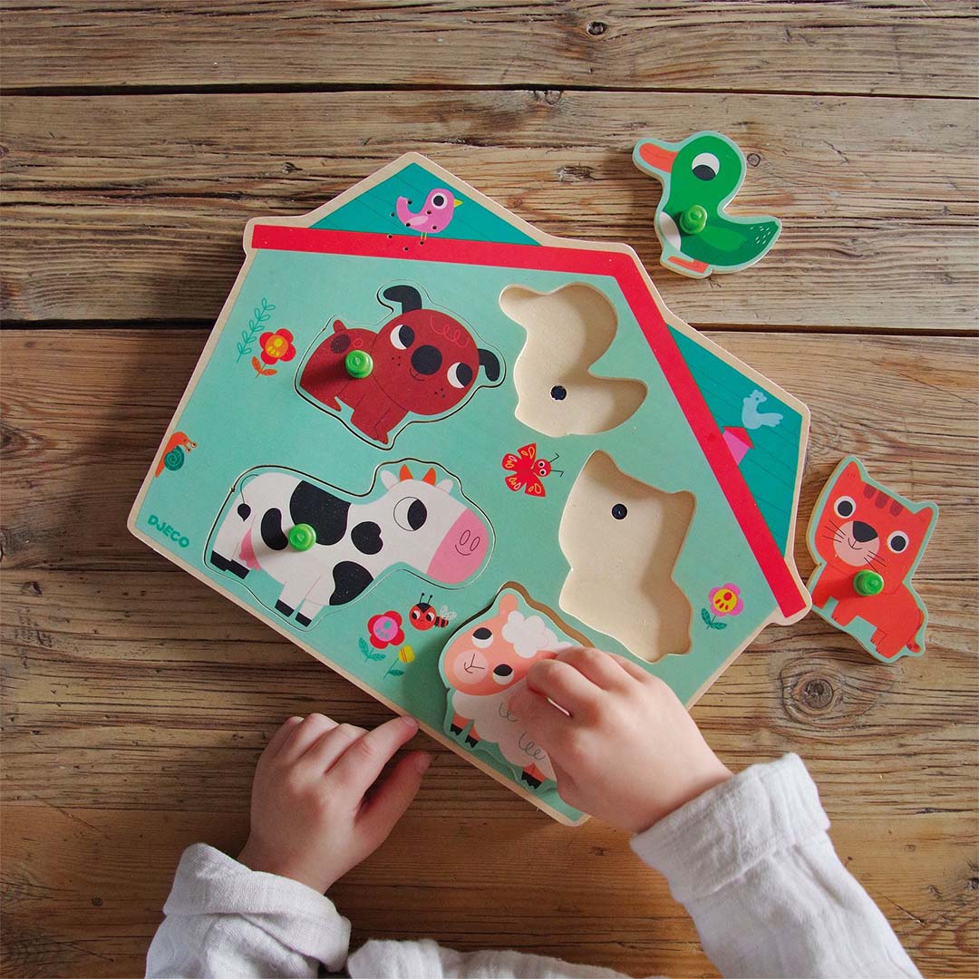 djeco knoppuzzel met geluid dieren (5st) | DJ01707 | 1